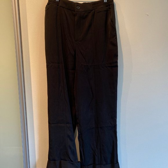 Unique Vintage Black Wide Cuff Pants - Picture 2 of 3
